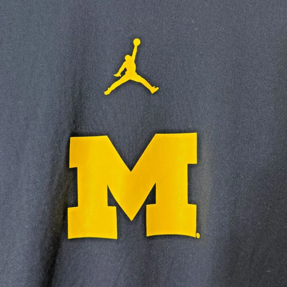 Nike Jordan Michigan Wolverines Dri Fit Long Sleeve Shirt Mens Large Blue NCAA